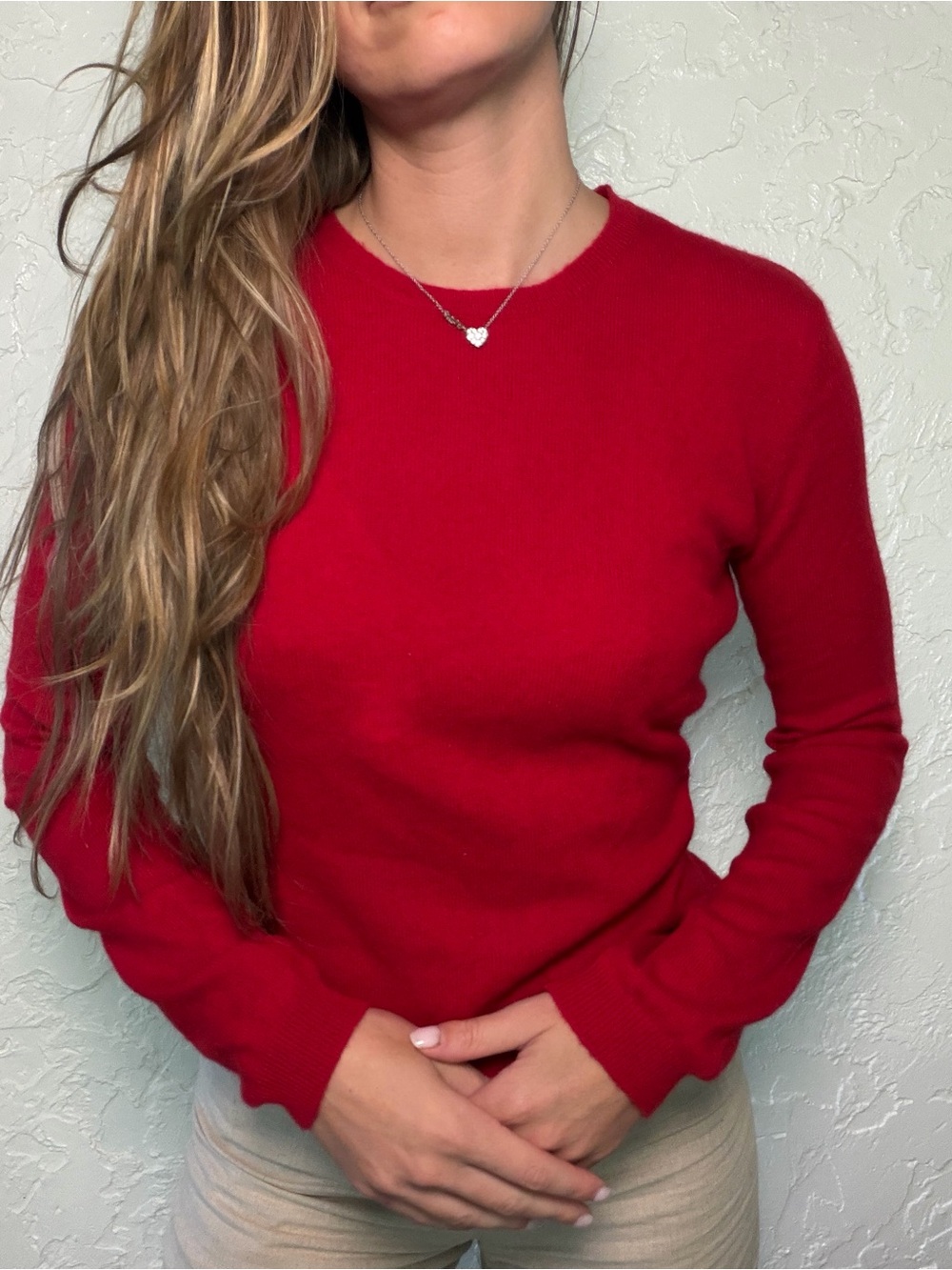 Lauren Ralph Lauren Bright Red Cashmere Crewneck Sweater